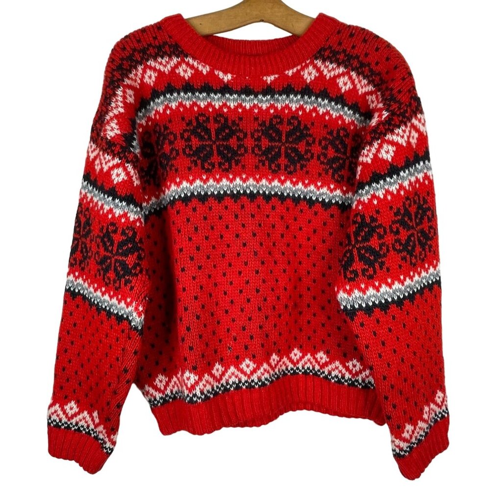 Fjord Fashion Fair Isle Pullover Sweater Size XL Christmas Holiday Crewneck Wool